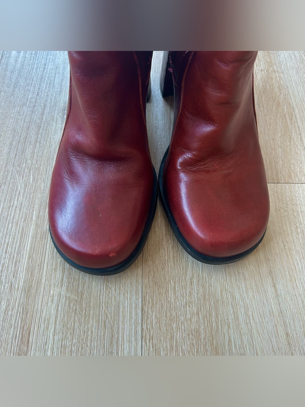 Y2K Rare Harley Davidson Flame Red Leather Chunky Platform Boots - Picture 8 of 9